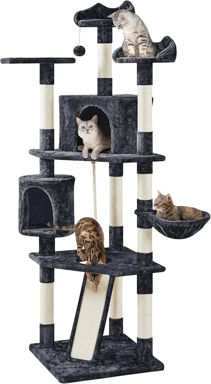 Tall Indoor Cat Tower, Multiple Cats, Many Levels
