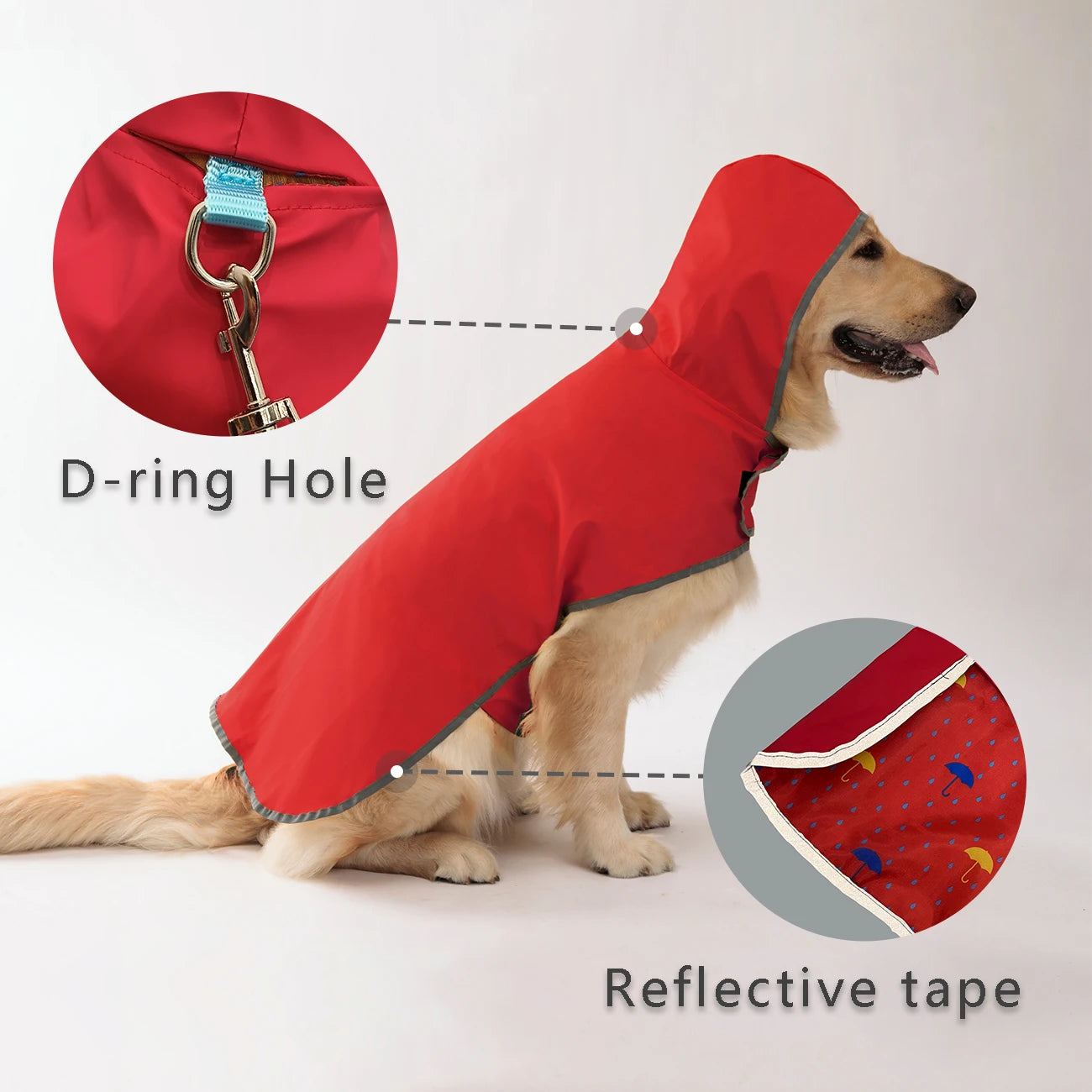 All Weather Dog Raincoat, Dual-Sided Waterproof Coat, Polyester Fiber PU Coating, Quick-Adjust Velcro Closure