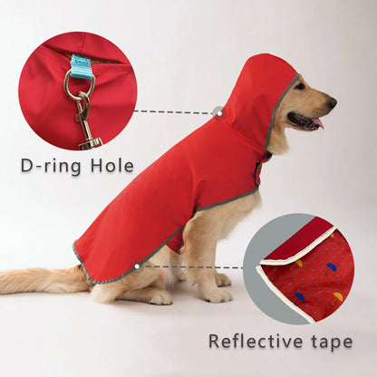 All Weather Dog Raincoat, Dual-Sided Waterproof Coat, Polyester Fiber PU Coating, Quick-Adjust Velcro Closure
