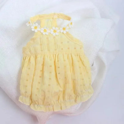 Breathable Small Soft Dog Clothing, Dress Yellow Daisy Girl, Cute Mascots Clothes, Thin Summer Costume for Small Pets