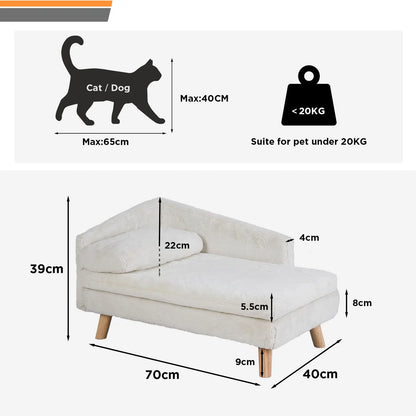 Elevated Pet Bed, Solid Wood Leg, Dog/Cat Sofa for Indoor, L Shape Plush Couch, Lounge with Soft Cushion