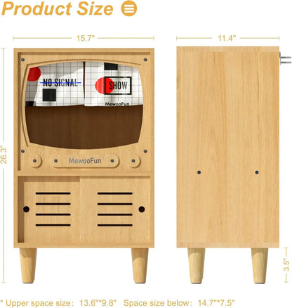 Cat TV House, Sturdy Wooden Cat Condo, Luxury Cat TV, Furniture with Cat Scratcher and Storage Space