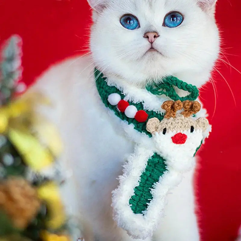 Pet Knitted Scarf, Holiday/Christmas Dog Bandanas, Adjustable, Dog Winter Neck Warmer