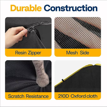 Outdoor Cat Enclosures 2-in-1, Portable Catio w/Cat Tent, Circle Playpen Tunnel