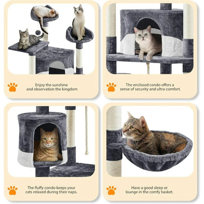 Tall Indoor Cat Tower, Multiple Cats, Many Levels