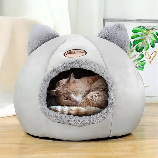 Pet Bed With Cat Ears, Cat Bed for Small Medium Large Cats, Keep Warm in Winter,  Comfortable and Soft, Machine Washable