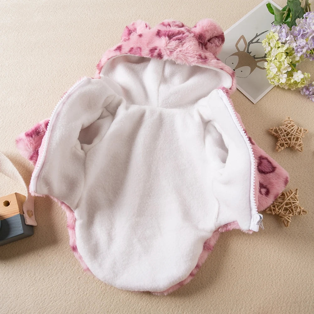 Fleece Dog Hoodie, Winter Warm Pet Dog Clothes, Leopard Print Dog Coat, Jacket French Bulldog, Clothing for Small Dogs, Pet Costumes