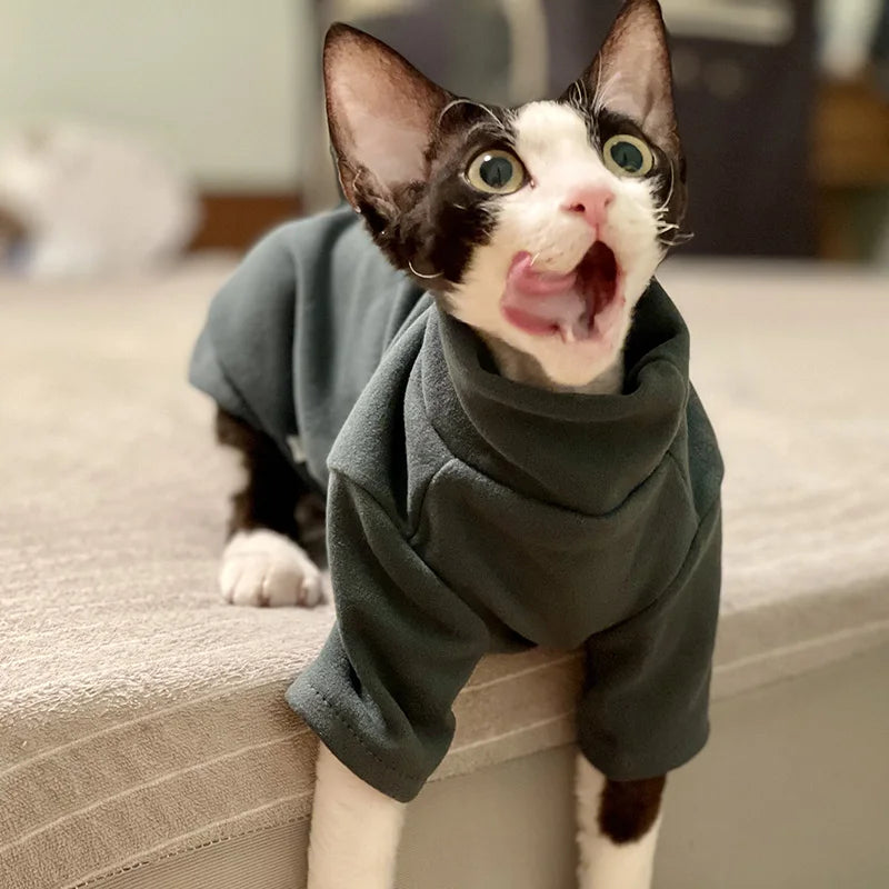 Sphynx Cat Clothes, Baby Soft Cotton, Fall Winter Kitten - Small Dog Clothes, for Cornish Devon, Cat Costume, Hairless Pet Clothes