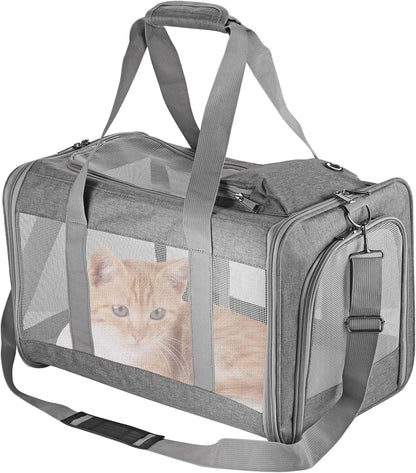 Airline-Approved Pet Carrier for Cats/Dogs, Soft Travel Bag with Breathable Honeycomb Board - Removable Support for Car/Air Travel
