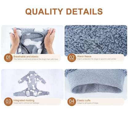 Soft Dog Pajama - 4 Legged Warm Fleece - Stretchable Dog Pajamas, Onesie Pet Pjs, Full Body Cover - Dog Jumpsuit Clothing