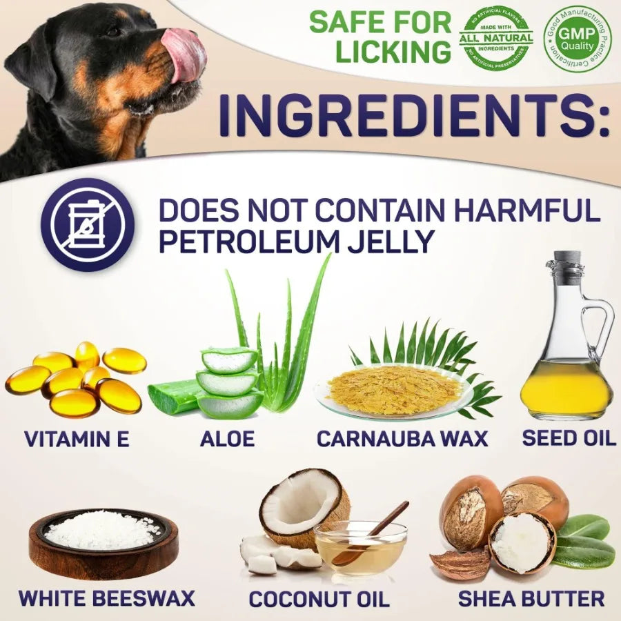 Natural Dog Paw Balm, Dog Paw Protection for Hot Pavement, Dog Paw Wax for Dry Paws and Nose, Canine Paw Moisturizer for Cracked Paws