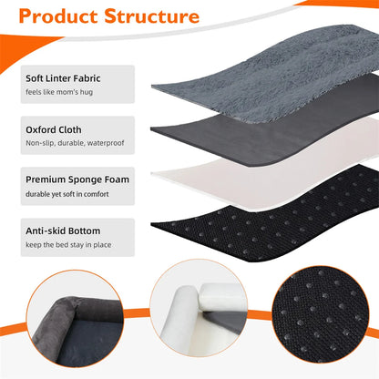 Large, XL, XXL Calming Dog Bed, Orthopedic Memory Foam Sofa Couch, Waterproof Removable Cover, Plush Mat for Large Dogs