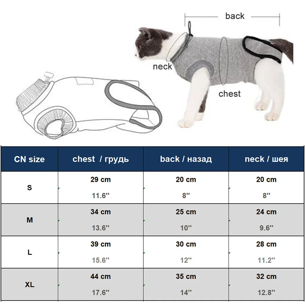 Pet Clothing Cat Recovery Suit, Postoperative Recovery Suit, E-Collar Alternative for Cats Dogs Puppy, Abdominal Skin Anti-Licking Pajamas