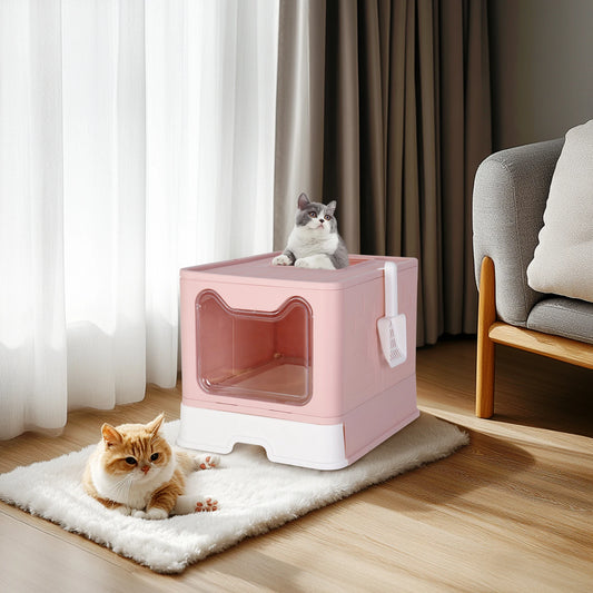 Modern Tidy Cat Litter Box, Flexible Cat House Furniture, Cat Potty with Portable Scoop Drawer