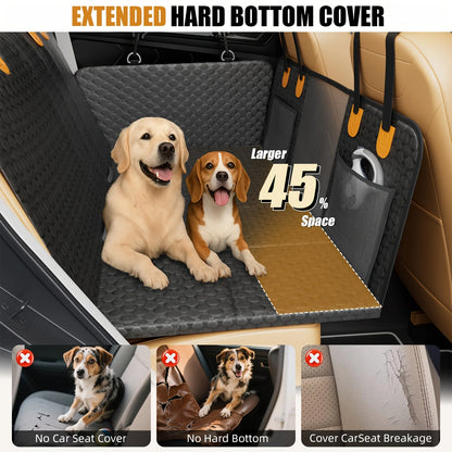 Dog Car Seat Cover for Back Seat, Hard Bottom Back Seat Extender for Dogs, Hammock for Car