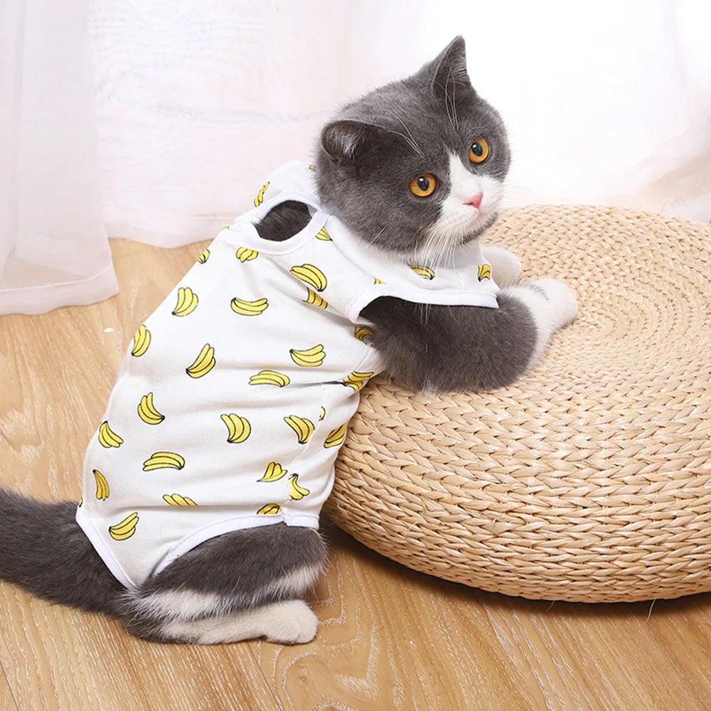 Pet Clothing Cat Recovery Suit, Postoperative Recovery Suit, E-Collar Alternative for Cats Dogs Puppy, Abdominal Skin Anti-Licking Pajamas