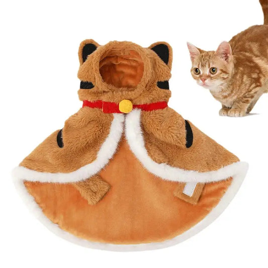 Cute Warm Cat Cloak Tiger-Shape, Winter Warm Hooded Coat, Pet Clothes, Pet Tiger Costume for Winter Cats