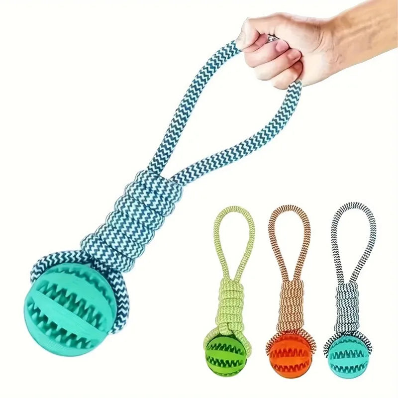 Durable Braided Rope, Pet Chew Toy Ball, Dental Cleaning & Treat Dispenser, Fetch & Tug Play, Small/Medium Dogs