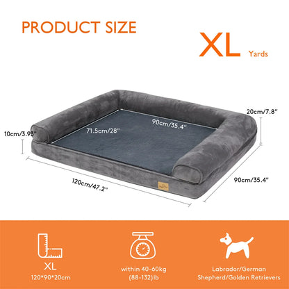 Large, XL, XXL Calming Dog Bed, Orthopedic Memory Foam Sofa Couch, Waterproof Removable Cover, Plush Mat for Large Dogs