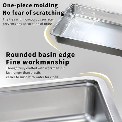 Stainless Steel Cat Litter Box with Lid, Front Entry and Top Exit, Toilet Box with Litter Scoop for Kittens, Easy Cleaning