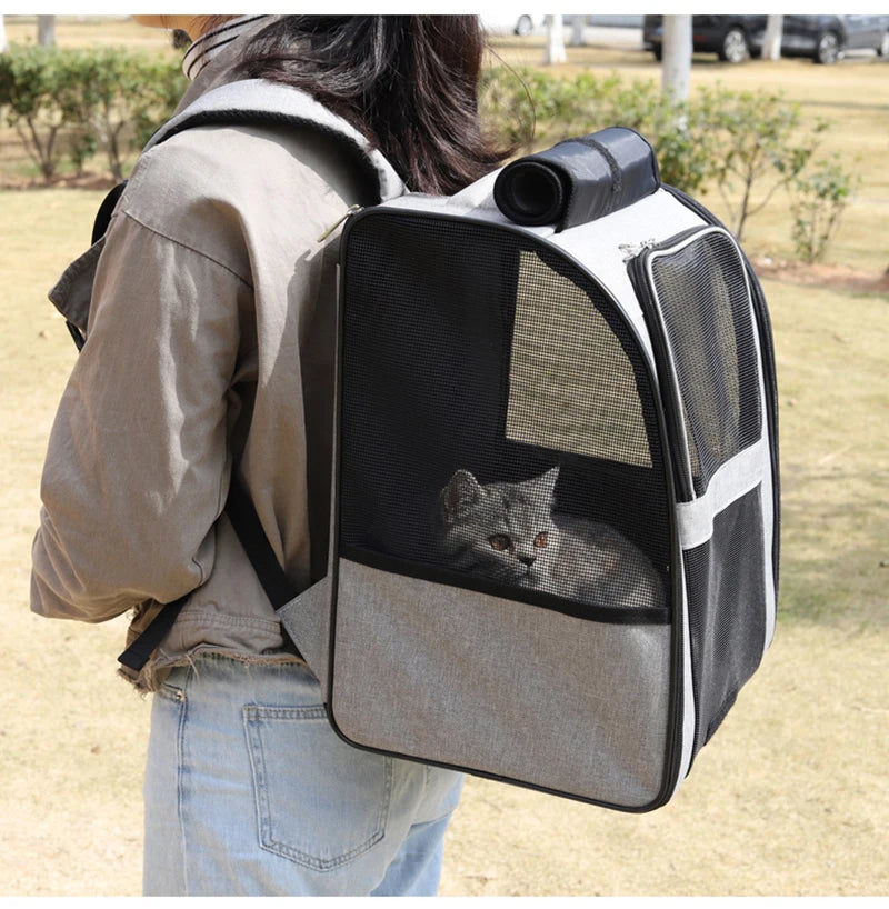 Pet Cat Backpacks, Breathable Outdoor Cat Carrier, Shoulder Bag for Small Dogs Cats, Portable Travel, Folding Backpack, Pet Supplies
