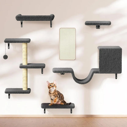 Cat Wall Shelves, Stable & Safe , 6 in 1 Wooden Cat Climber Walls
