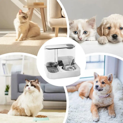 2 In 1 Automatic Cat/Dog Feeder, Automatic 2-in-1 Dry Food & Water/Storage Dispenser, Cat & Dog Supplies, Feeding/Watering