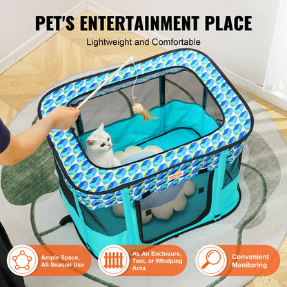 Portable Foldable Pet Playpen, Light Weight, Easy Setup, Waterproof Shelter, for Dogs & Cats