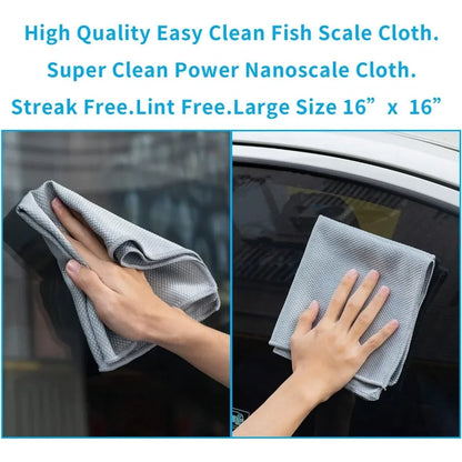 Magic Fish Scale, Streak Free, Microfiber Cleaning Cloths, Lint Free for Glass, Window, Car, Mirror
