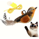 Interactive Touch-Activated Flapping Bird. Cat Toy Plush Sparrow, Kicking Toy with Realistic Chirping Sound, Suitable for Exercise