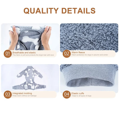 Soft Dog Pajama - 4 Legged Warm Fleece - Stretchable Dog Pajamas, Onesie Pet Pjs, Full Body Cover - Dog Jumpsuit Clothing