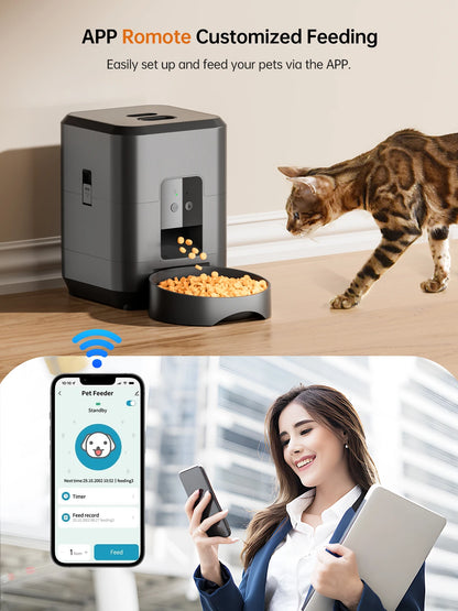 Cat Feeder, Automatic App Control, Timed Food Dispenser, Great Cat Lover Gift