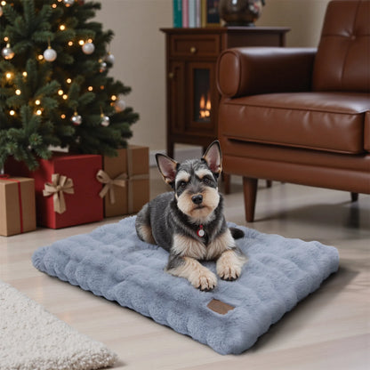 Fluffy Dog Crate Bed for Extra Large Dogs, Plush Faux Fur Crate Pad, Calming Anti-Anxiety Dog Bed, Washable Soft Warm Pad