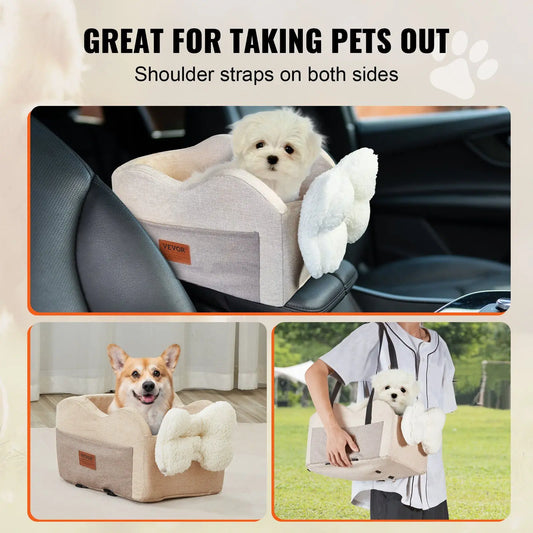 Center Console Dog Car Seat, Dog Booster Car Seat, Small Dog 8 lbs