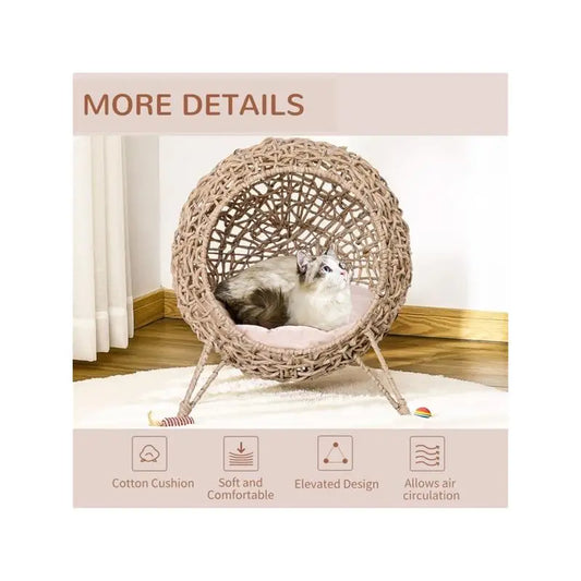 Cat Bed - Beige, Cozy Cat House, Soft & Comfortable Design, Ideal for Kittens and Cats