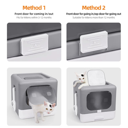 Modern Cat Litter Box, Cat House, Furniture, Detachable Kitten Cat Potty, Self Cleaning Hidden Toilet with Portable Scoop Drawer