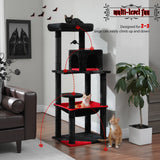 Gothic Cat Tree for Indoor Cats, Tall Cat Tower with Super Large Hammock, Sisal Covered Scratching Post, Cozy Condo Top Perch