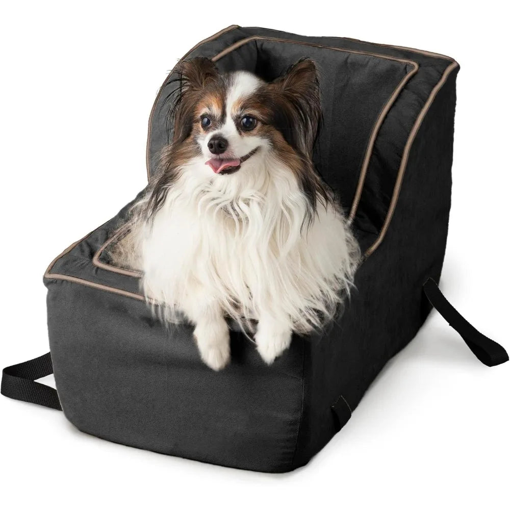 High-Back Console Dog/Cat Car Seat - Small Pqet Car Seat, Center Console Booster Bed for Small Size Dogs/Cats up to 12 lbs