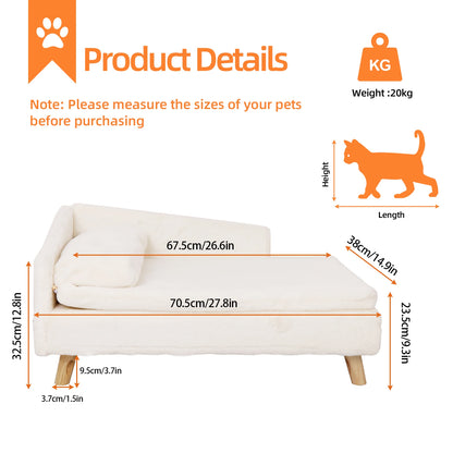Waterproof Pet Sofa, Dog Cat Bed Couch, Raised Chair Lounger, Plush Cover Cushion
