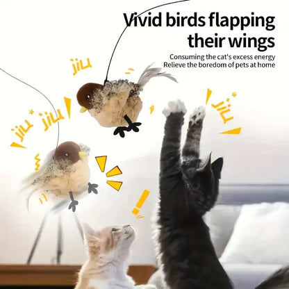 Interactive Touch-Activated Flapping Bird. Cat Toy Plush Sparrow, Kicking Toy with Realistic Chirping Sound, Suitable for Exercise