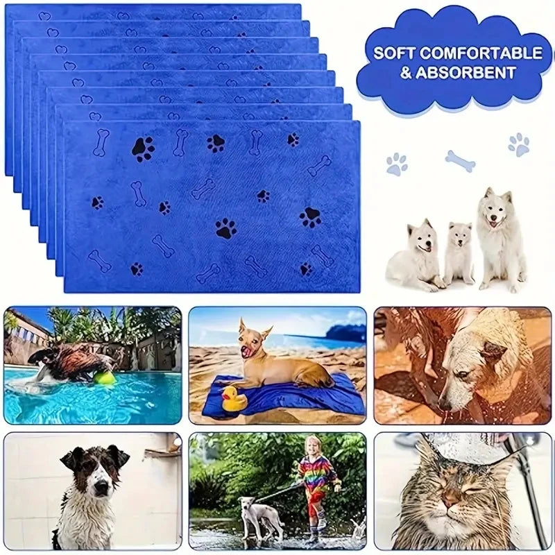 Soft Microfiber Dog Towels 2pcs, Quick Dry Absorbent, Pet Bath & Grooming Towels, Pet Drying Towels Dogs