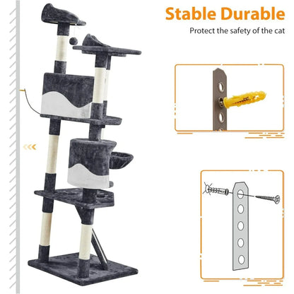 Tall Indoor Cat Tower, Multiple Cats, Many Levels