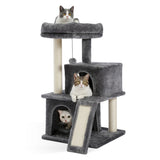 Small Tree Tower Cat with Scratching Pad, Two Large Condos, Cat Scratching Post, Indoor Kitten House, Two Colors
