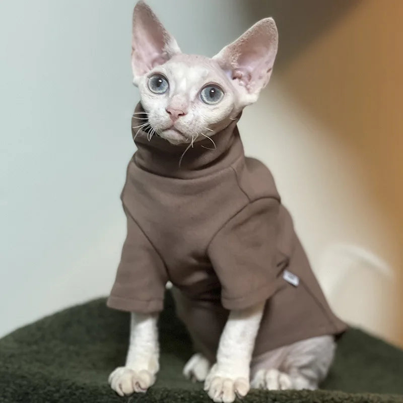 Sphynx Cat Clothes, Baby Soft Cotton, Fall Winter Kitten - Small Dog Clothes, for Cornish Devon, Cat Costume, Hairless Pet Clothes